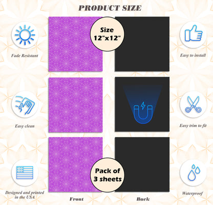 PELICAN INDUSTRIAL Deluxe School Locker Magnetic Wallpaper (Full Sheet Magnetic) - Full Cover Standard Half Lockers - Trimmable, Easy Install, Remove & Reuse - Pack of 12 Sheets - (Violet vr60)