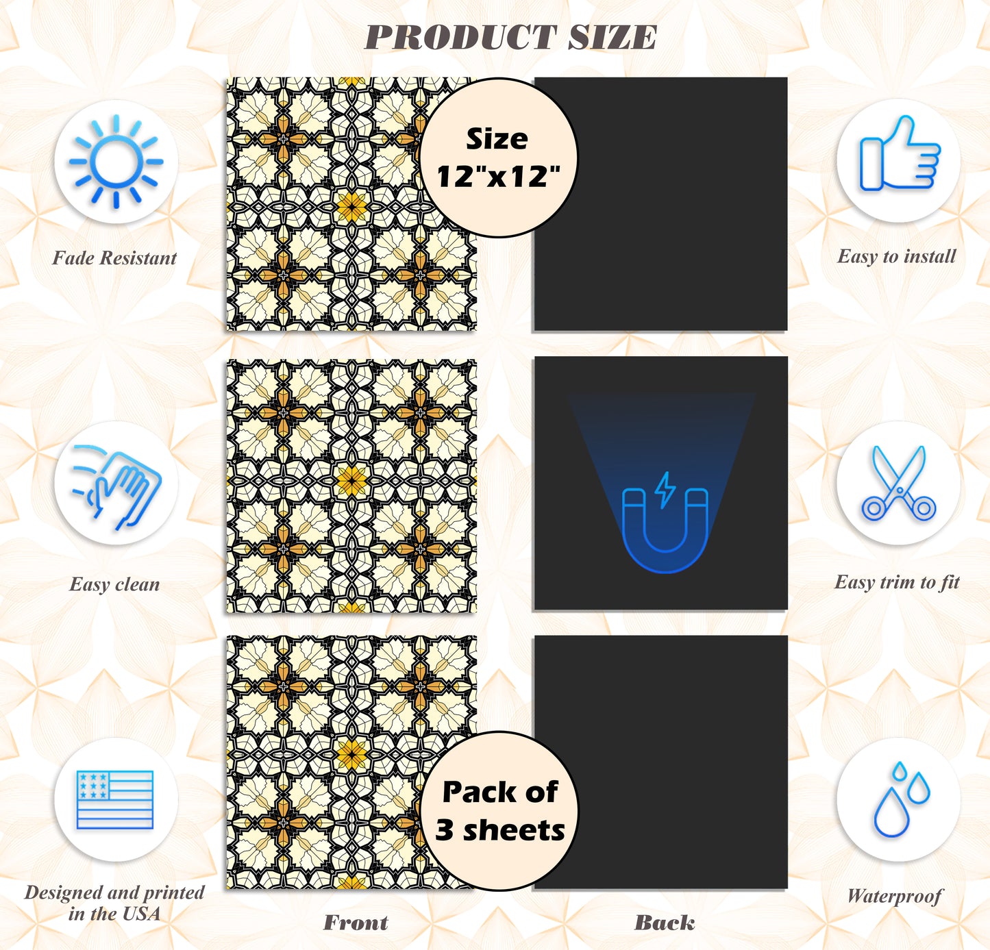PELICAN INDUSTRIAL Deluxe School Locker Magnetic Wallpaper (Full Sheet Magnetic) - Full Cover Standard Half Lockers Pack of 12 Sheets - (Geometric vr53)