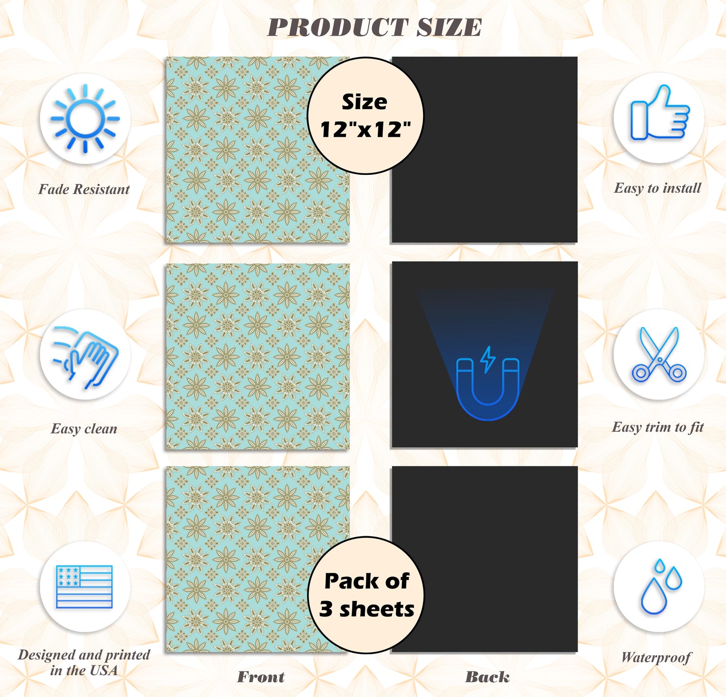 PELICAN INDUSTRIAL Deluxe School Locker Magnetic Wallpaper (Full Sheet Magnetic) - Full Cover Standard Half Lockers Pack of 12 Sheets - (Geometric vr66)