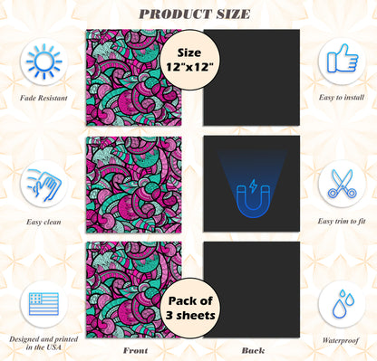 Deluxe School Locker Magnetic Wallpaper (Full sheet Magnetic) - Full Cover Standard Half Lockers - Trimmable, Easy Install, Remove & Reuse - Pack of 12 Sheets - (Bright Floral vr42)