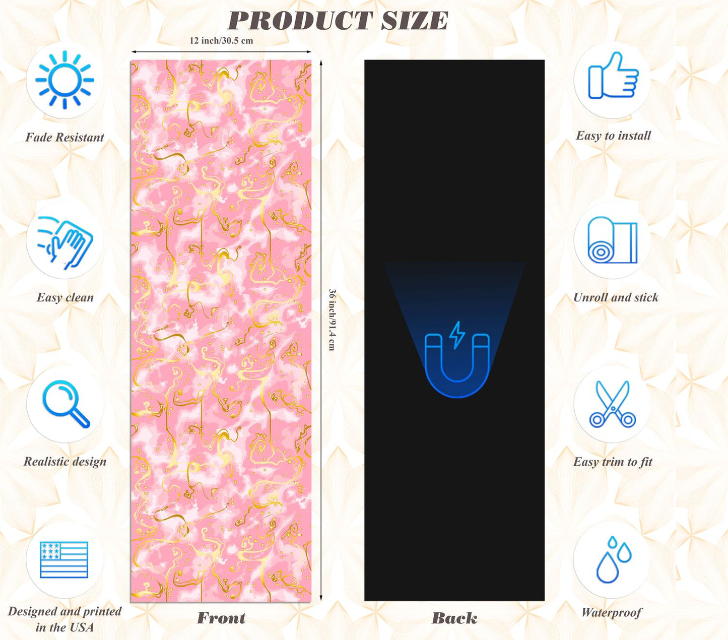 Magnetic Locker Wallpaper - Pack of 2 Rolls - (Marble) (vg 030)