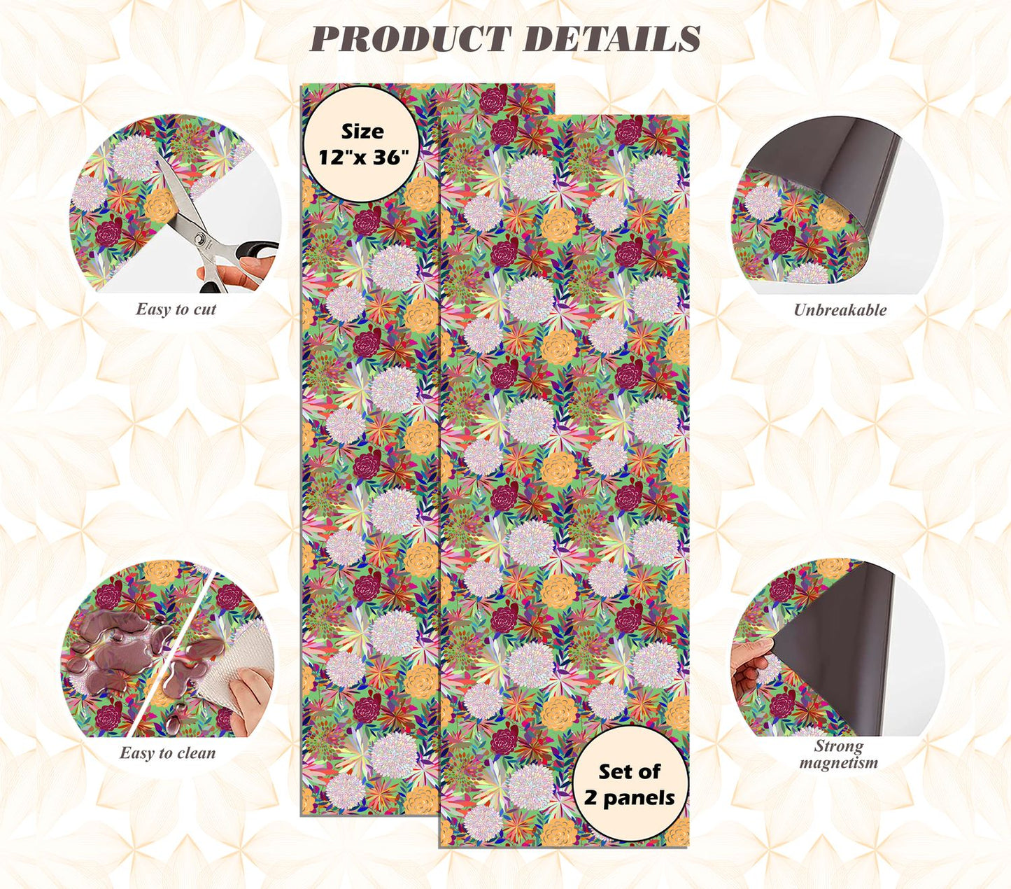 Magnetic Locker Wallpaper - Pack of 2 Rolls - (Flowers) (vg 028)