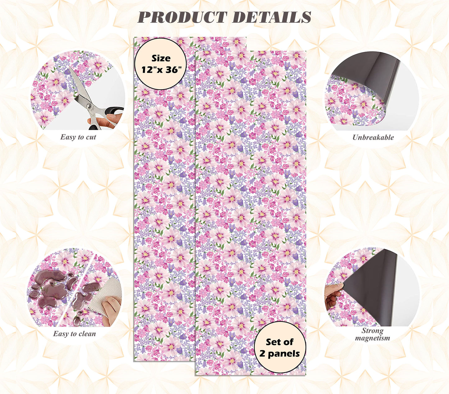 Magnetic Locker Wallpaper - Pack of 2 Rolls - (Flowers vg07)