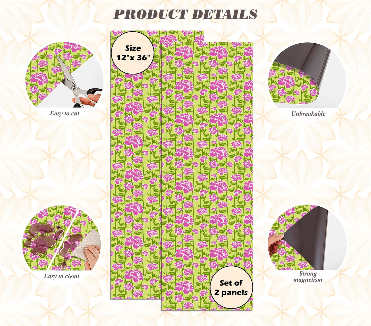 Magnetic Locker Wallpaper - Pack of 2 Rolls - (Flowers) (vg015)