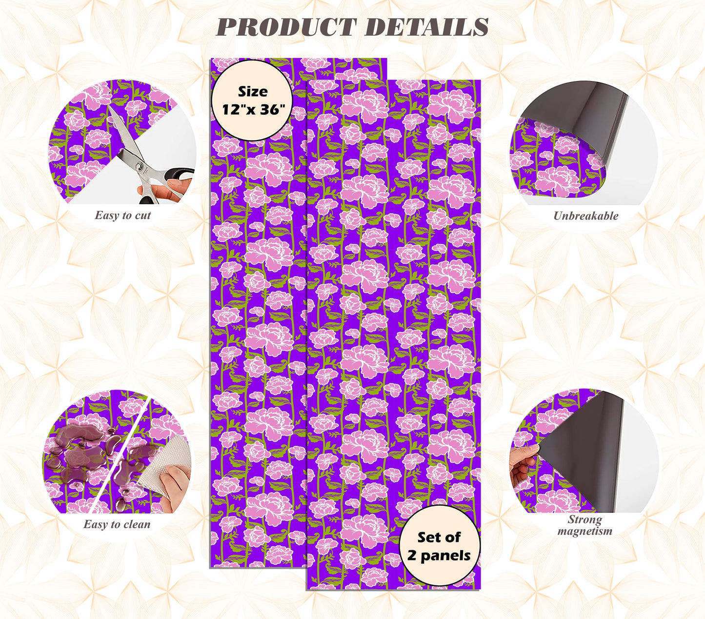 Magnetic Locker Wallpaper - Pack of 2 Rolls - (Flowers) (vg016)