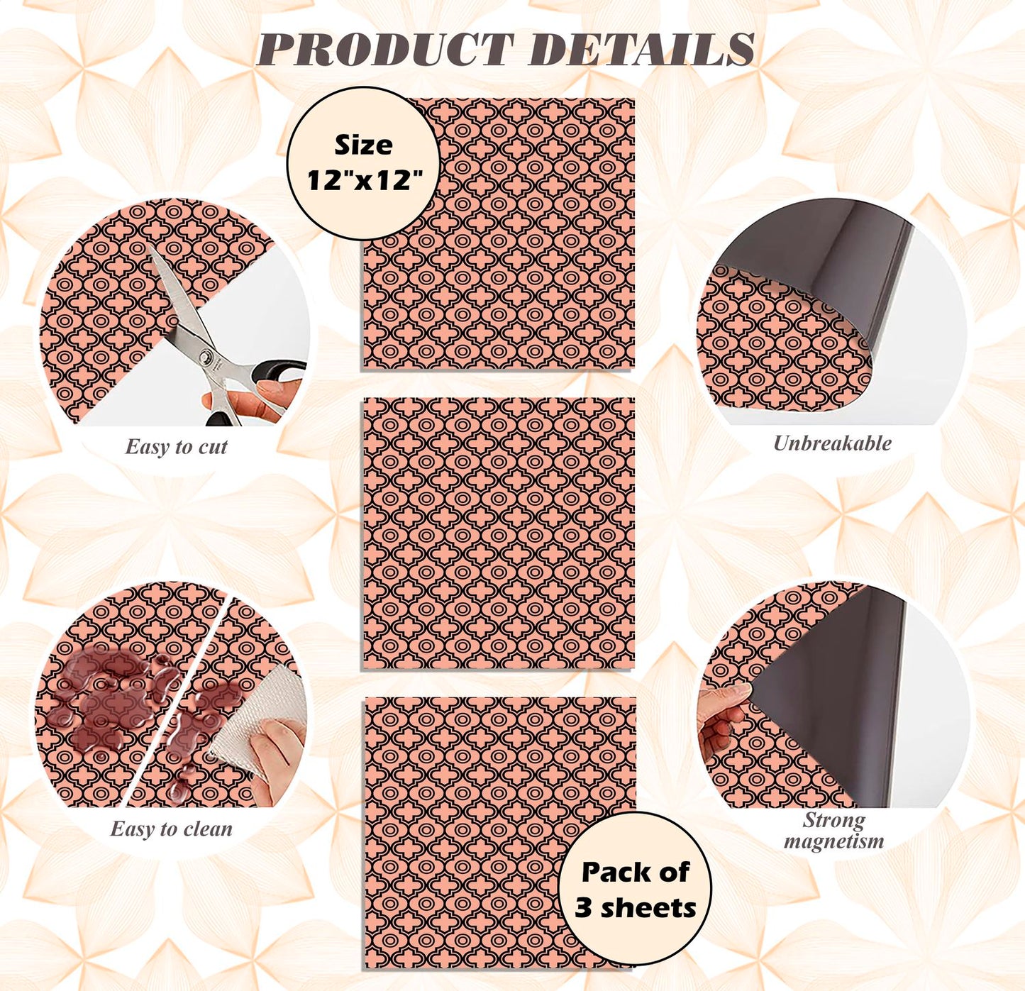 Deluxe School Locker Magnetic Wallpaper - Pack of 3 Sheets - Geometric (vg 010)