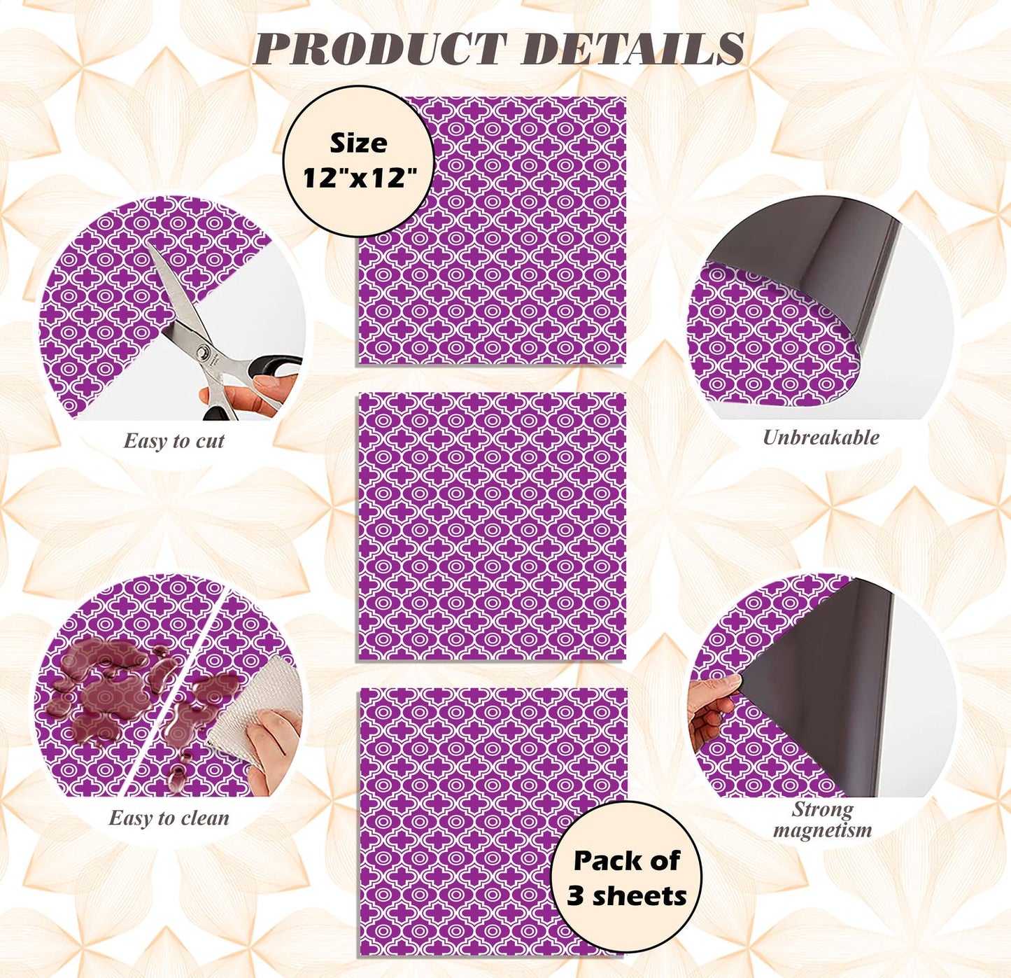 Deluxe School Locker Magnetic Wallpaper - Pack of 3 Sheets - Geometric (vg 014)