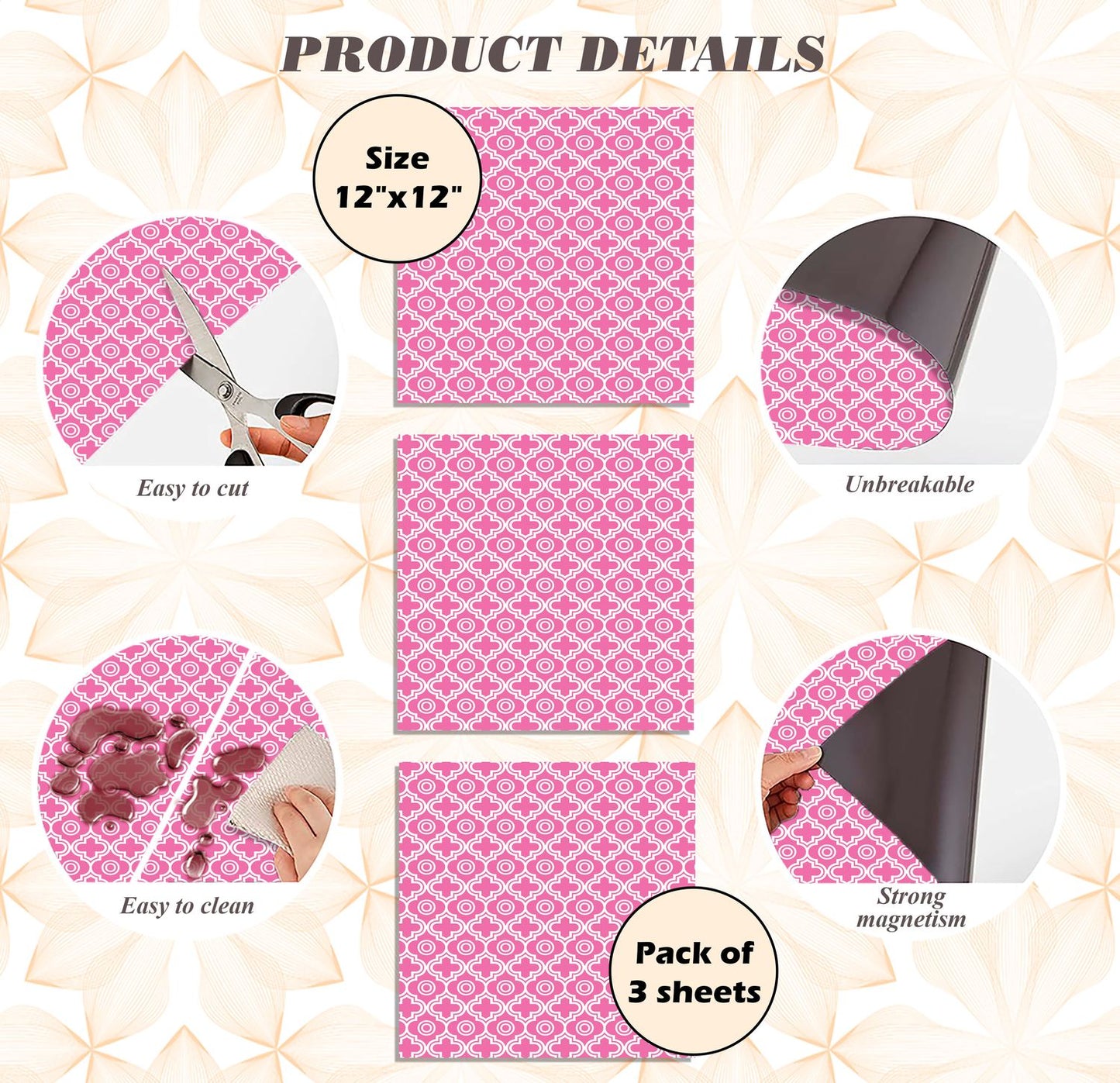 Deluxe School Locker Magnetic Wallpaper - Pack of 3 Sheets - Geometric (vg 013)