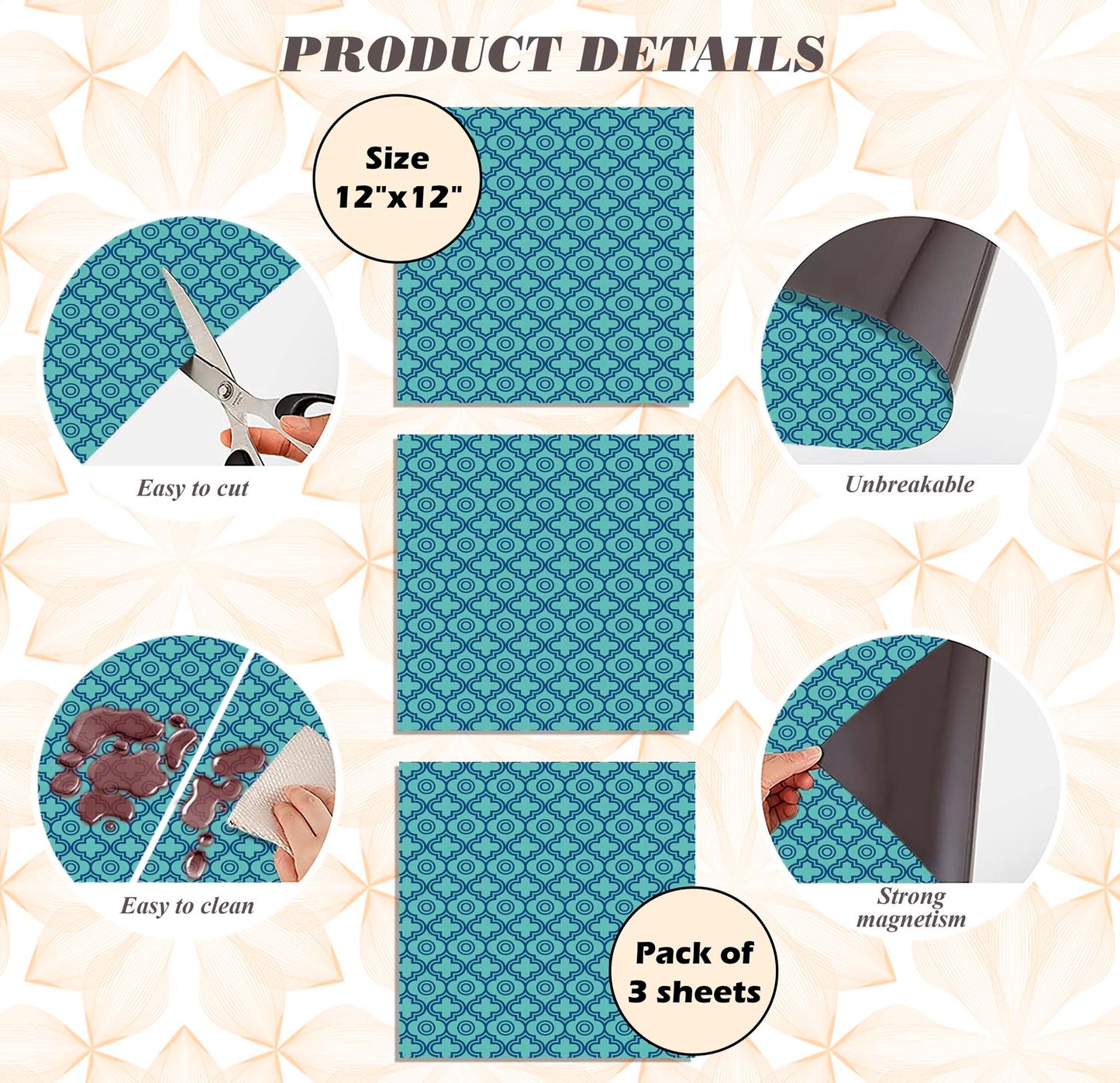 Deluxe School Locker Magnetic Wallpaper - Pack of 3 Sheets - Geometric (vg 011)