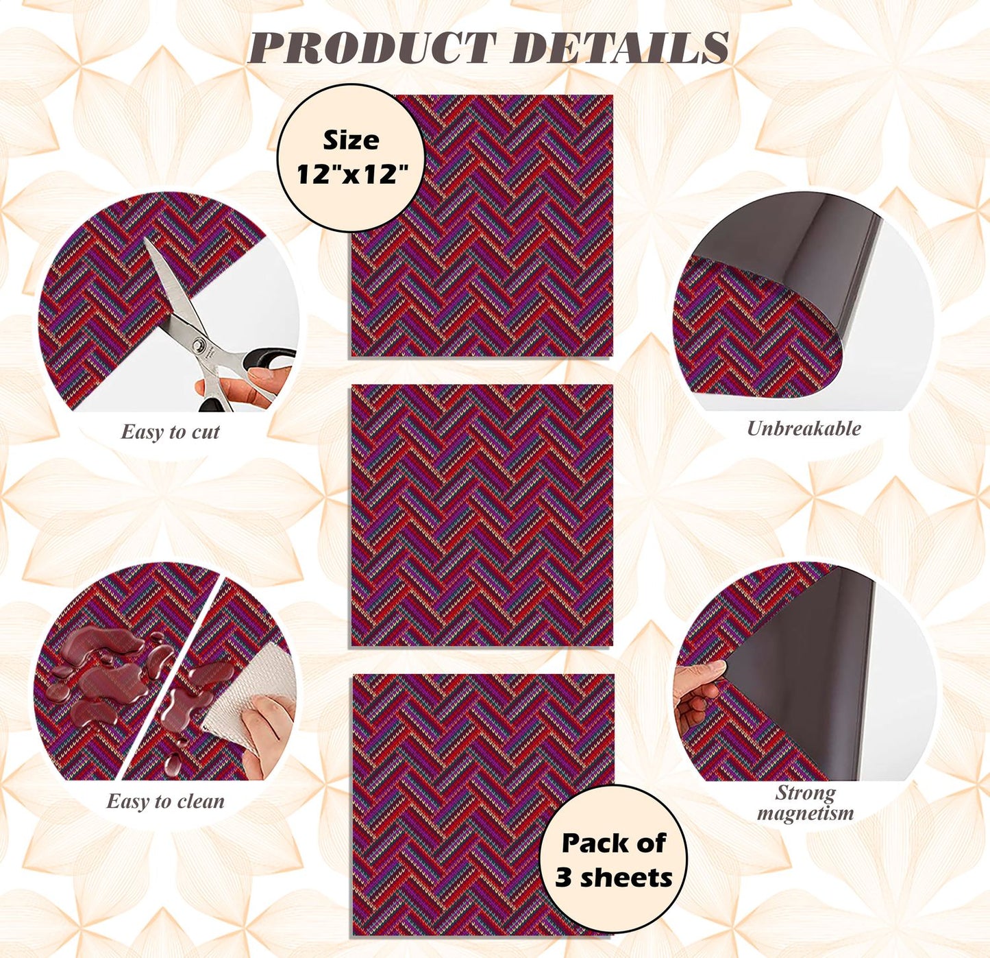 Deluxe School Locker Magnetic Wallpaper - Pack of 3 Sheets - Geometric (vg 020)