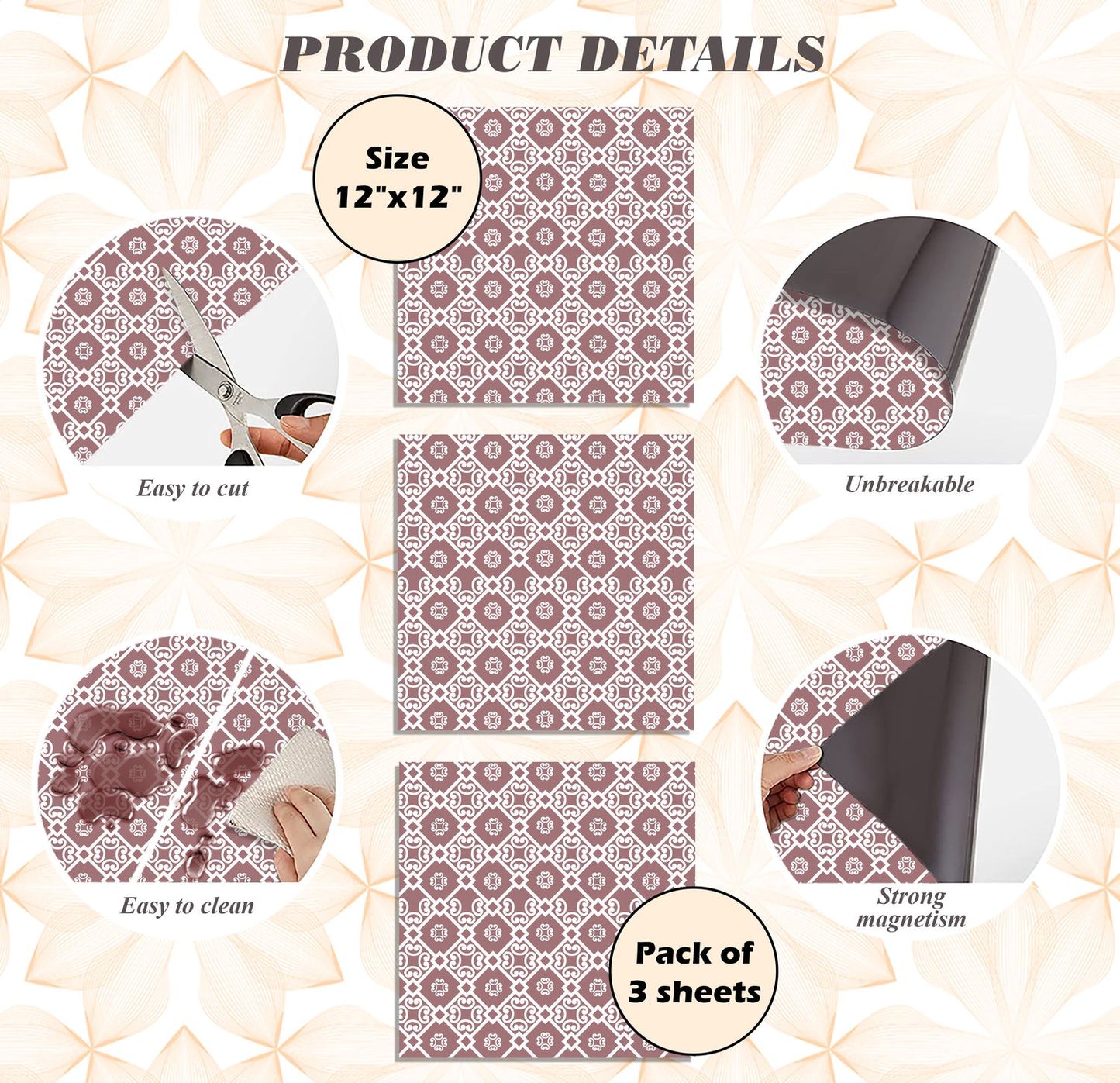 Deluxe School Locker Magnetic Wallpaper - Pack of 3 Sheets - Geometric (vg 008)