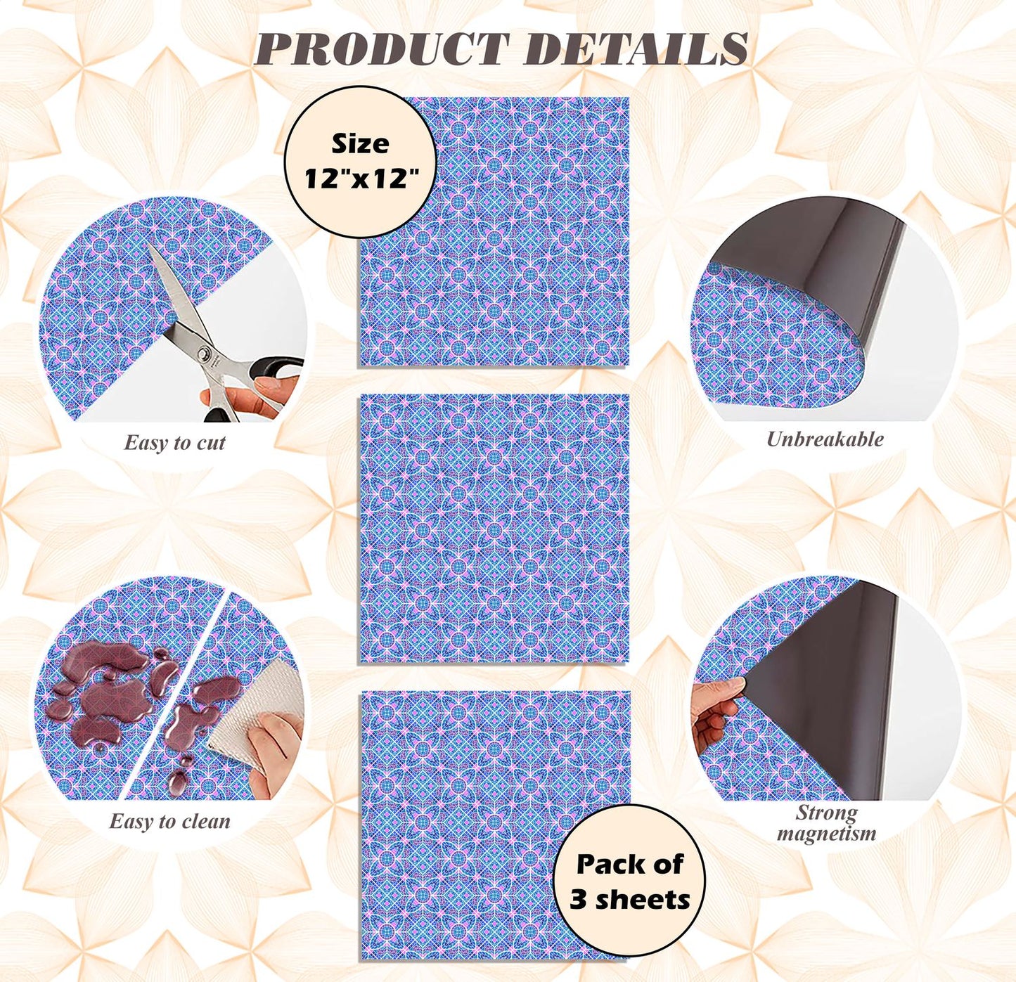 Deluxe School Locker Magnetic Wallpaper - Pack of 3 Sheets - Geometric (vg 026)