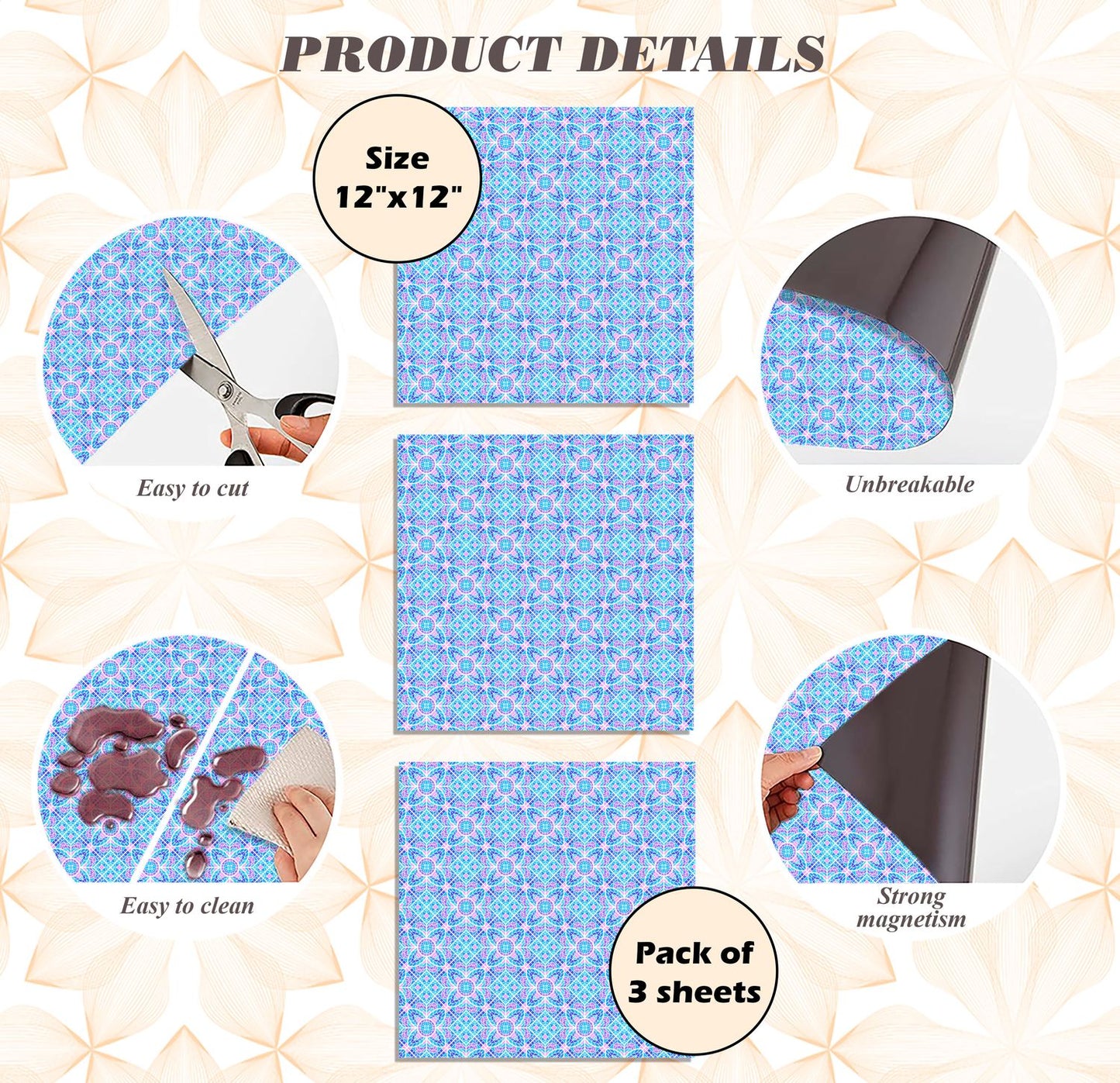 Deluxe School Locker Magnetic Wallpaper - Pack of 3 Sheets - Geometric (vg 024)