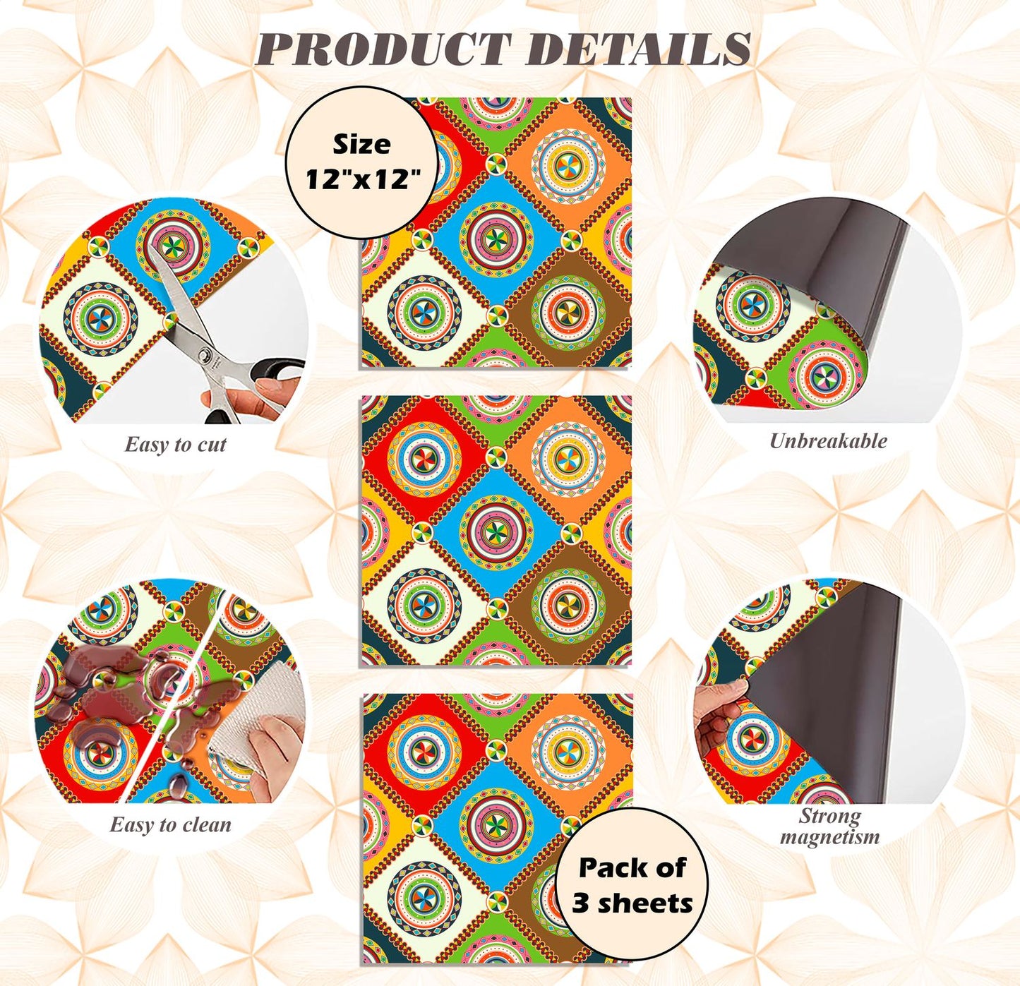 Deluxe School Locker Magnetic Wallpaper - Pack of 3 Sheets - Geometric (vg 019)