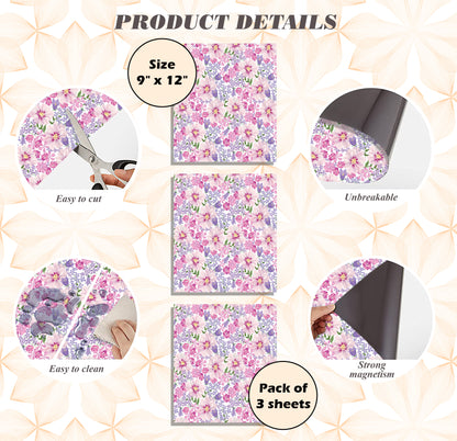 Magnetic Locker Wallpaper - Pack of 3 Sheets - (Flowers vg07)