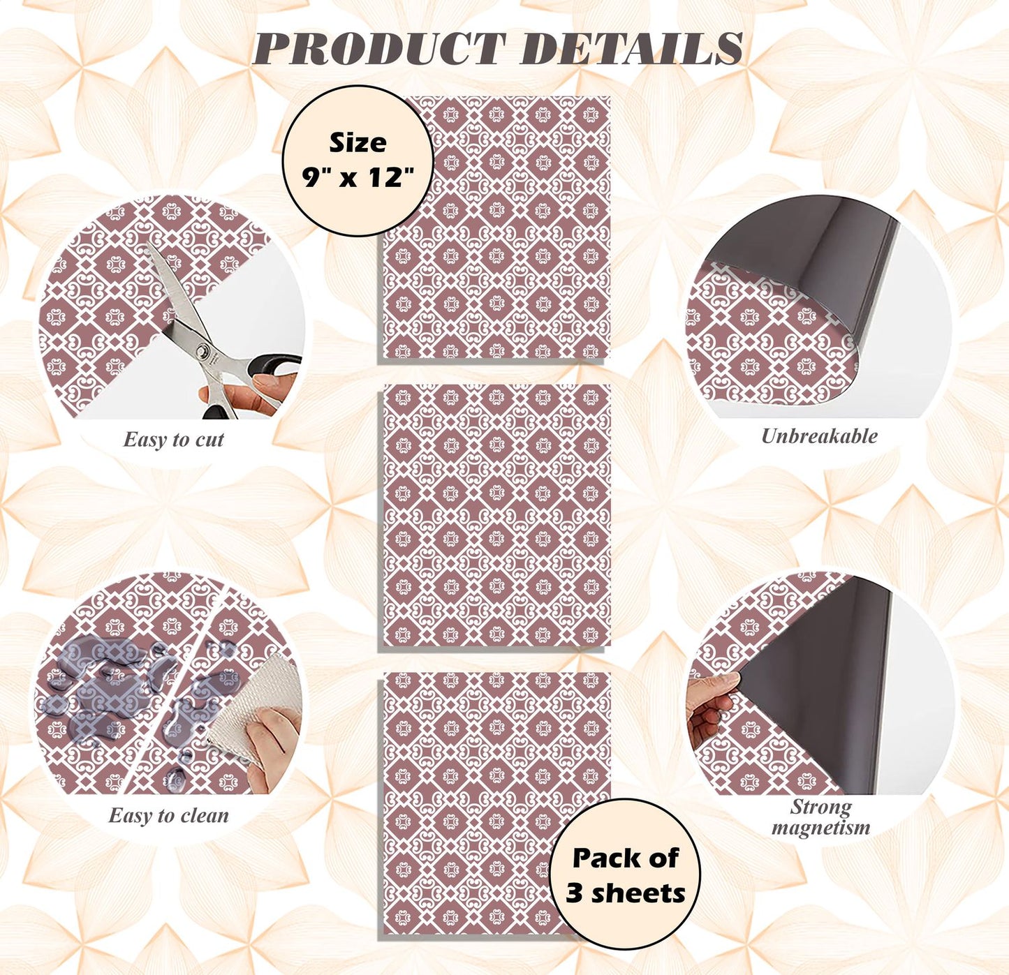 Magnetic Locker Wallpaper - Pack of 3 Sheets - (Geometric) (vg 008)