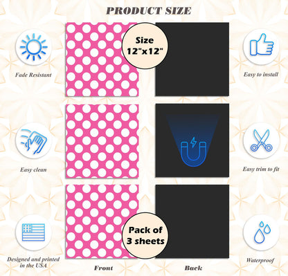 Deluxe School Locker Magnetic Wallpaper - Pack of 3 Sheets - Polka Dot (vg 001)