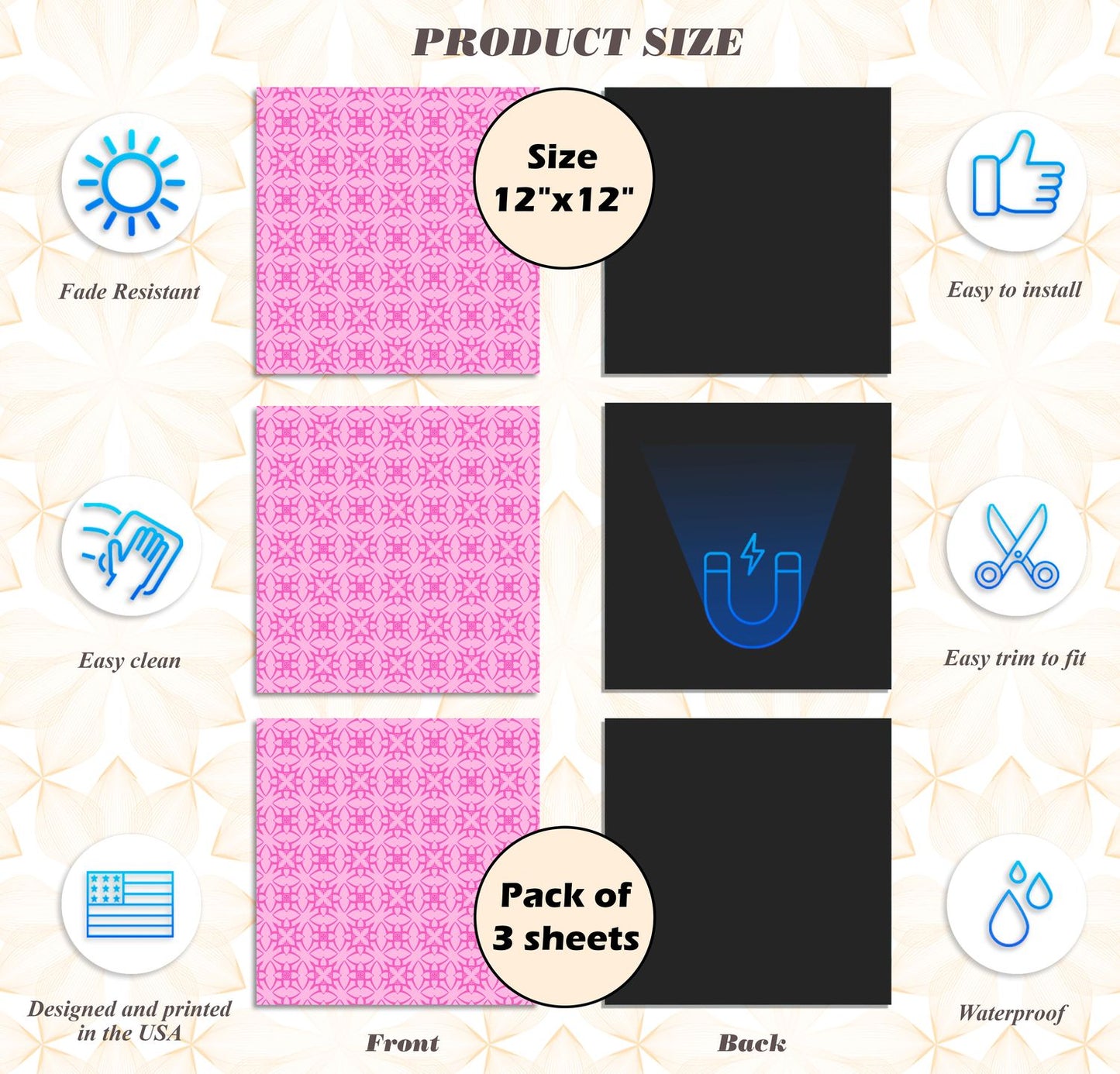 Deluxe School Locker Magnetic Wallpaper - Pack of 3 Sheets - Geometric (vg 017)