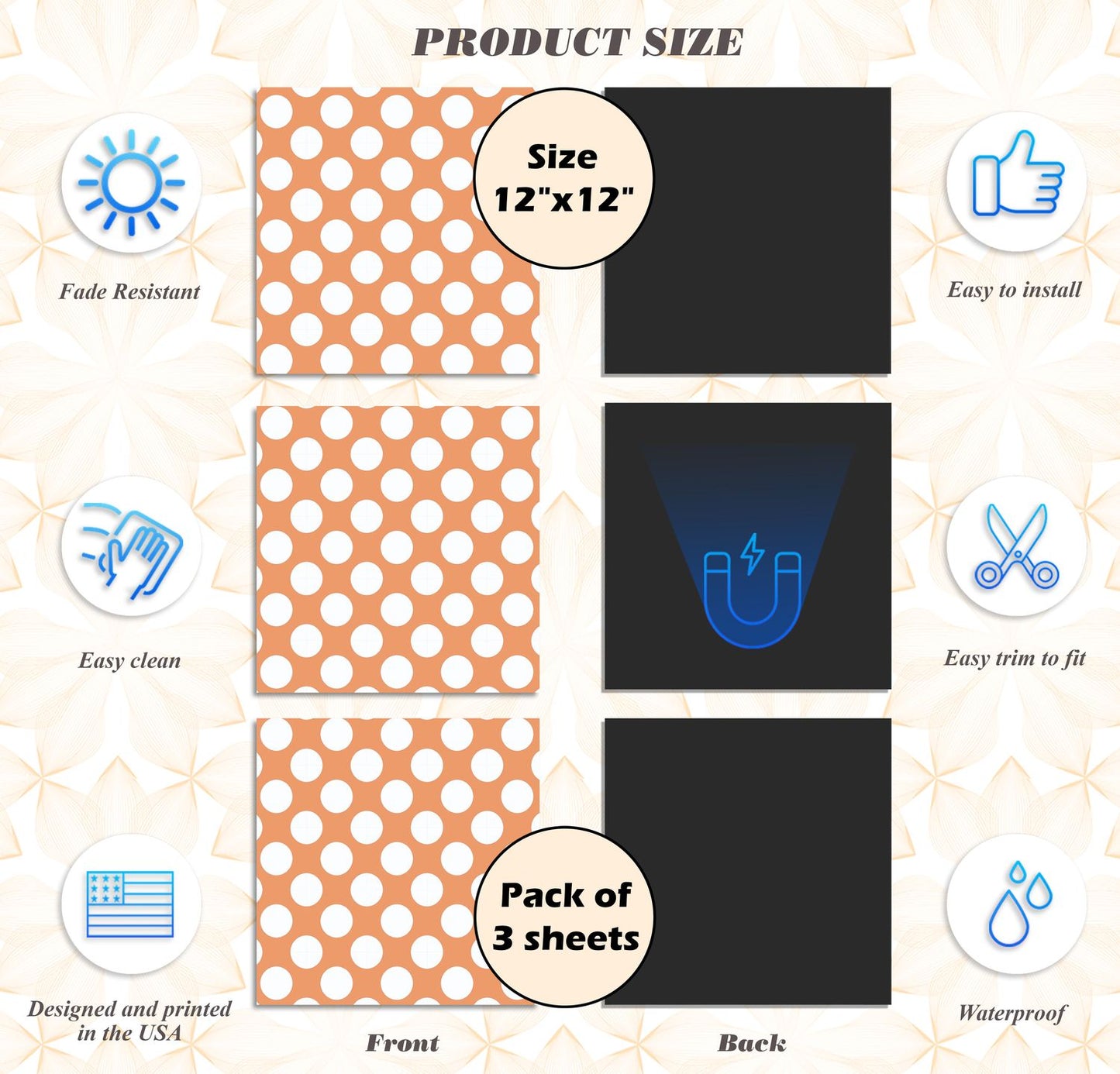 Deluxe School Locker Magnetic Wallpaper - Pack of 3 Sheets - Polka Dot (vg 005)