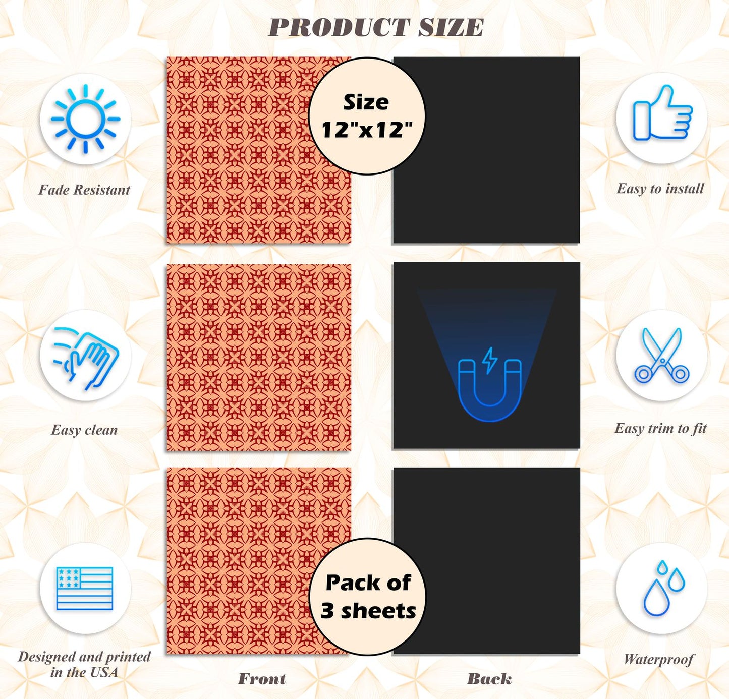 Deluxe School Locker Magnetic Wallpaper - Pack of 3 Sheets - Geometric (vg 018)