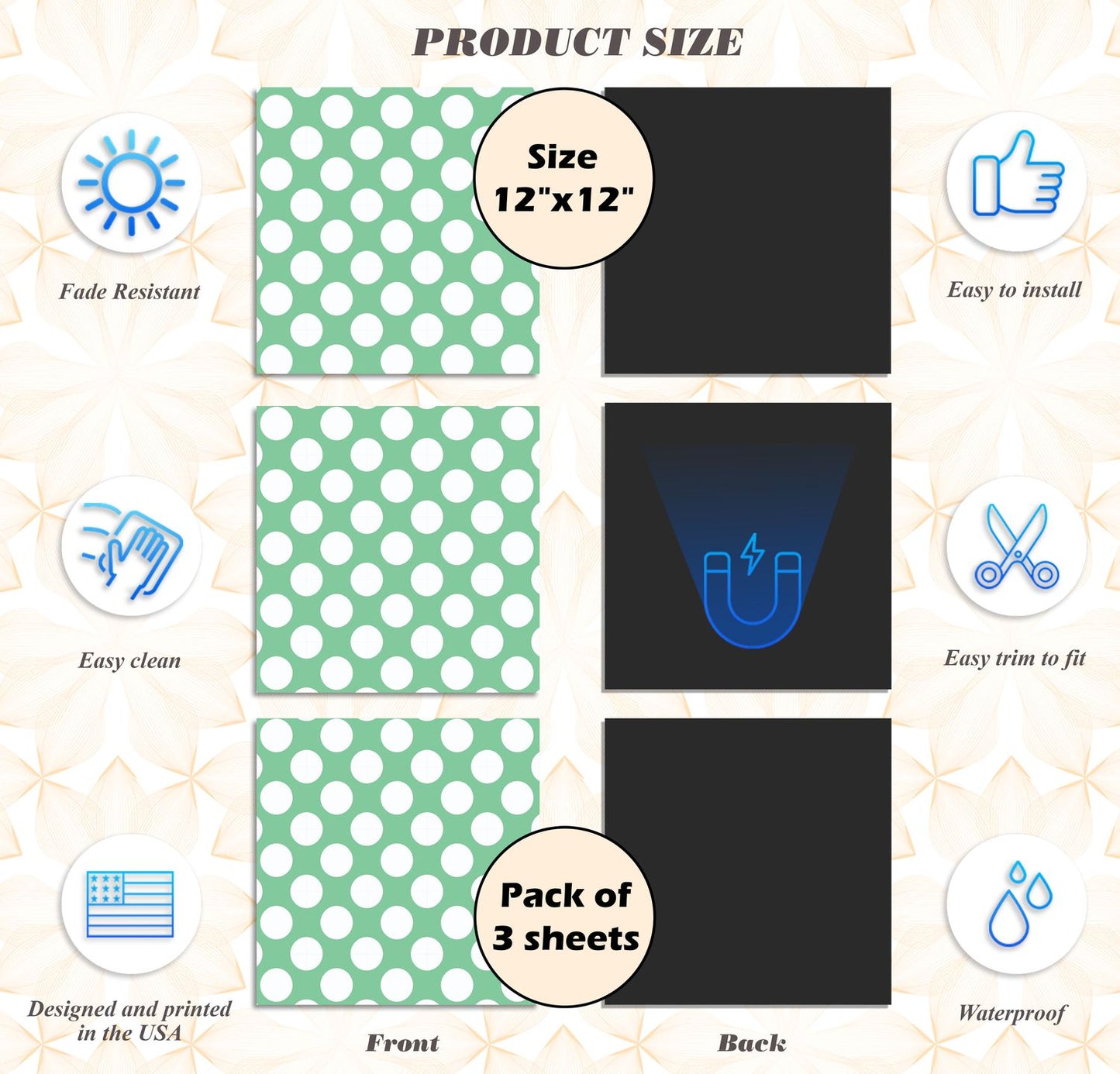 Deluxe School Locker Magnetic Wallpaper - Pack of 3 Sheets - Polka Dot (vg 002)