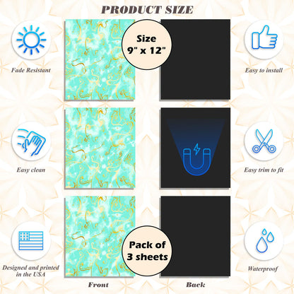Magnetic Locker Wallpaper (Full sheet Magnetic) - Remove & Reuse Decorative Vinyl - Pack of 3 Sheets (Marble) (vg 032)