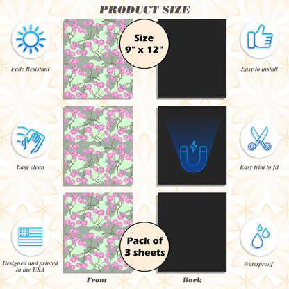 Magnetic Locker Wallpaper (Full sheet Magnetic) - Remove & Reuse Decorative Vinyl - Pack of 3 Sheets (Flowers) (vg 031)