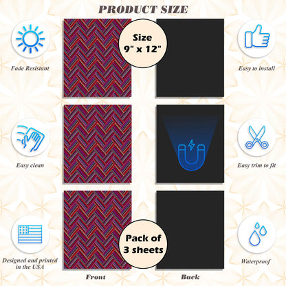 Magnetic Locker Wallpaper (Full sheet Magnetic) - Remove & Reuse Decorative Vinyl - Pack of 3 Sheets (Geometric) (vg 020)