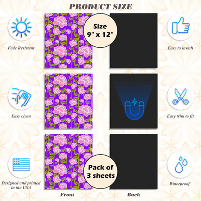 Magnetic Locker Wallpaper - Pack of 3 Sheets - (Flowers) (vg 016)