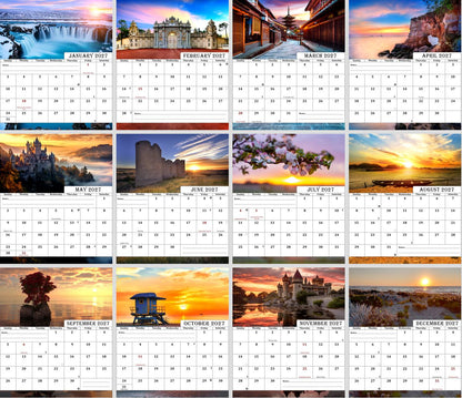 2026-2027 18 Months Standing Flip Desk Calendar Desktop Planner (Sunset&Sunflowers)