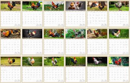 2026 - 2027 Calendar Magnetic Peel & Stick 18 Months 8.5" x 11" Roosters