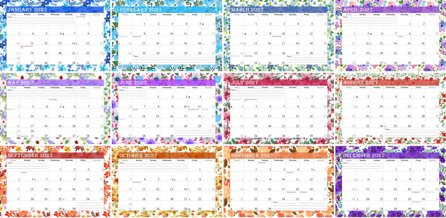 Personalized Custom 12 Months Calendar 2027 Collecting Memories Wall/Desktop/Planner Spiral-bound Mini 8.5x11 Inch (Add Your Own Photos) - Customized For Home, Office, Party, Birthday, Christmas Gift - Made in USA (Edition #12)