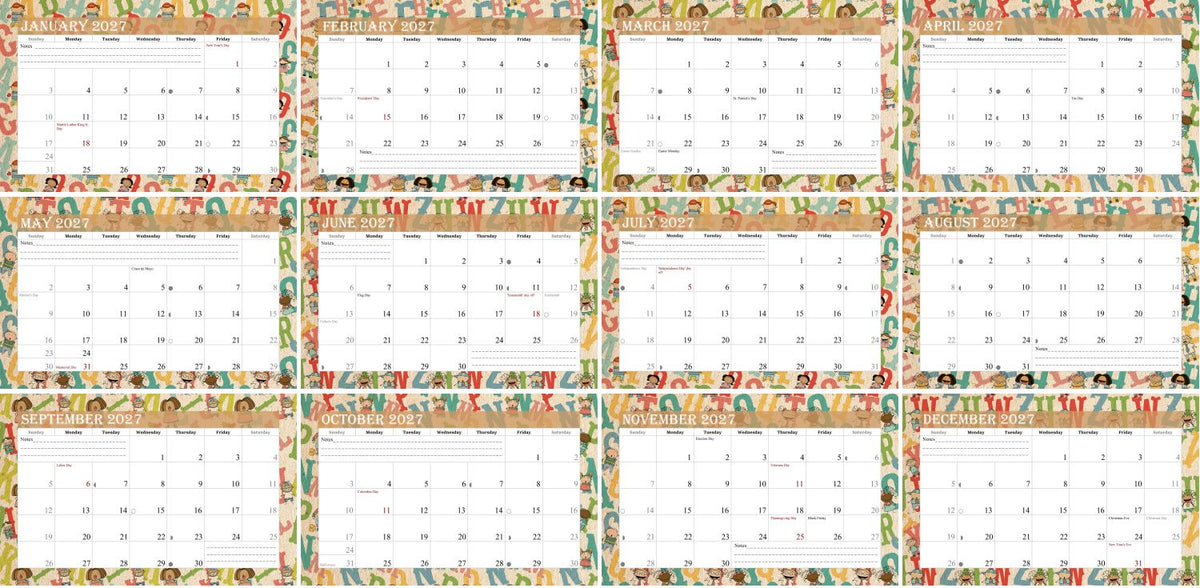2026-2027 18 Months Standing Flip Desk Calendar Desktop Planner 010