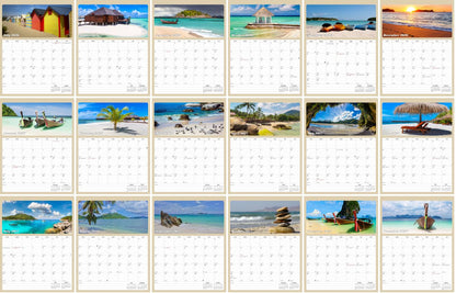 2026 - 2027 Calendar Magnetic Peel & Stick 18 Months Planner 8.5" x 11" Beaches