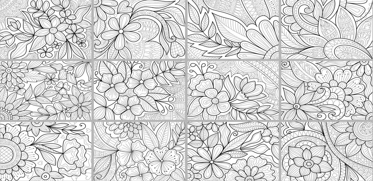 2027 Coloring Wall Calendar - 12 Months Desktop / Wall Calendar (Flowers)