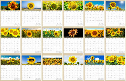 2026 - 2027 Calendar Magnetic Peel & Stick 18 Months 8.5" x 11" Sunflowers