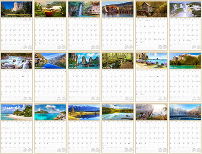 2026 - 2027 Wall Calendar Spiral-bound Twin-Wire Binding - 18 Months Planner - Large Ruled Blocks with Julian Dates - (Outdoors)