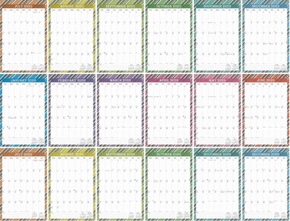 2025-2026 Wall Calendar Spiral-bound Twin-Wire Binding - 18 Months 11" x 17" 011
