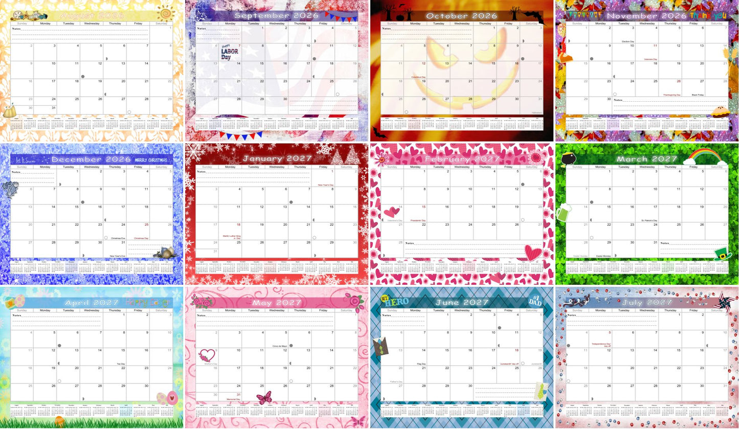 2026 - 2027 Academic Year 12 Months Student Calendar 3-Ring Binder(Edition #03)