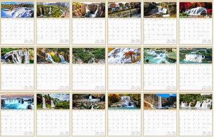 2026 - 2027 Calendar Magnetic Peel & Stick 18 Months 8.5" x 11" Waterfalls