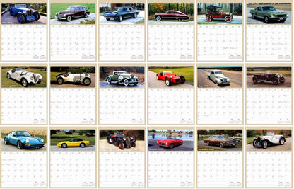2026 - 2027 Calendar Magnetic Peel & Stick 18 Months 8.5" x 11" Classic Cars
