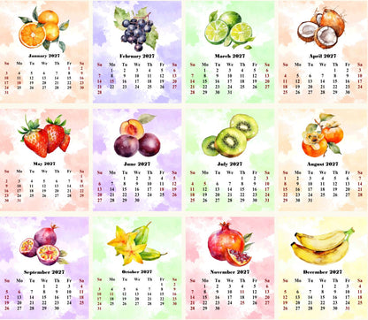 2027 CD-Style Desk Calendar 12 Months Calendar (Fruits & Berrier)