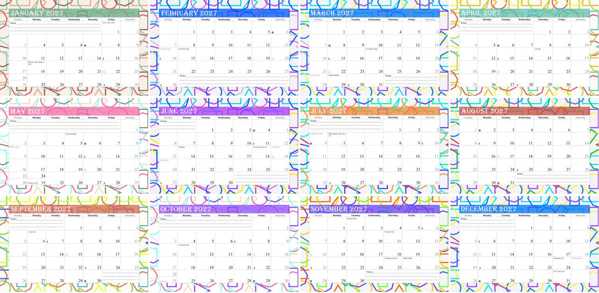 2026-2027 18 Months Standing Flip Desk Calendar Desktop Planner 011