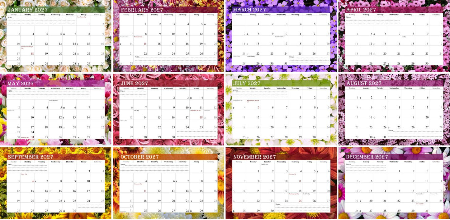 Personalized Custom 12 Months Calendar 2027 Collecting Memories Wall/Desktop/Planner Spiral-bound Mini 8.5x11 Inch (Add Your Own Photos) - Customized For Home, Office, Party, Birthday, Christmas Gift - Made in USA (Edition #13)
