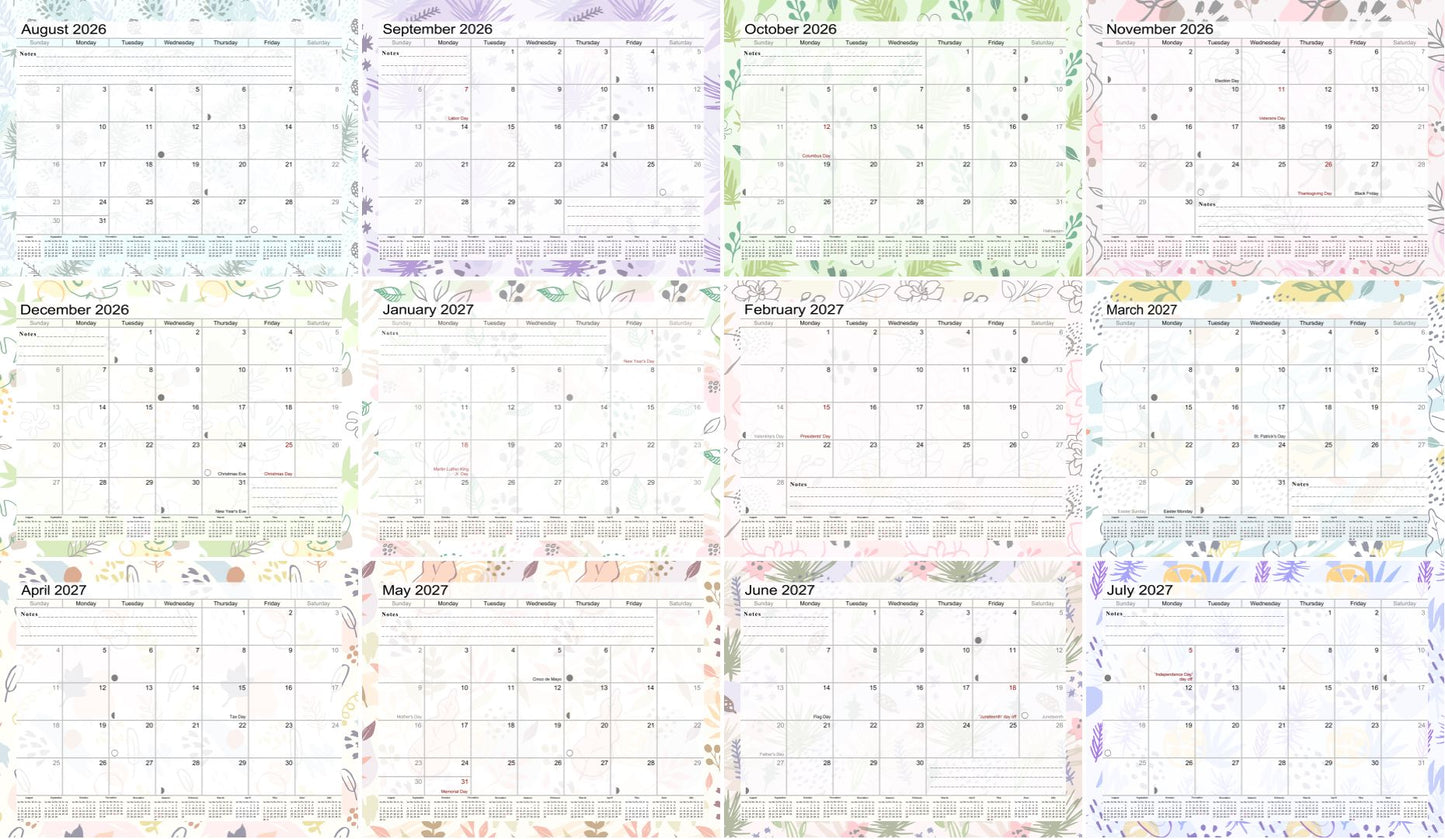 2026 - 2027 Academic Year 12 Months Student Calendar 3-Ring Binder (Edition #01)