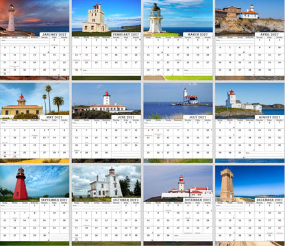 2027-12 Months Desk Calendar Desktop Planner with To-Do List (Lighthouses)