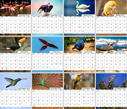 2027-12 Months Desk Calendar Desktop Planner with To-Do List (Birds)