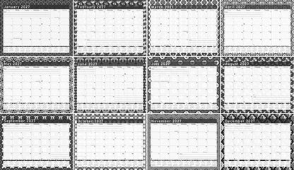 2026-2027 Monthly Spiral-Bound Wall/Desk Calendar - Desktop/Wall Blotter Calendar/Planner - (Edition B&W #017)