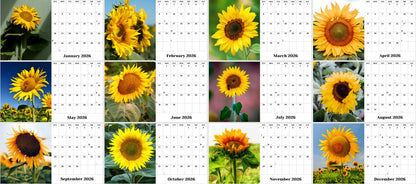 2026-12 Months Desk Calendar Desktop Planner with To-Do List (Sunflowers)