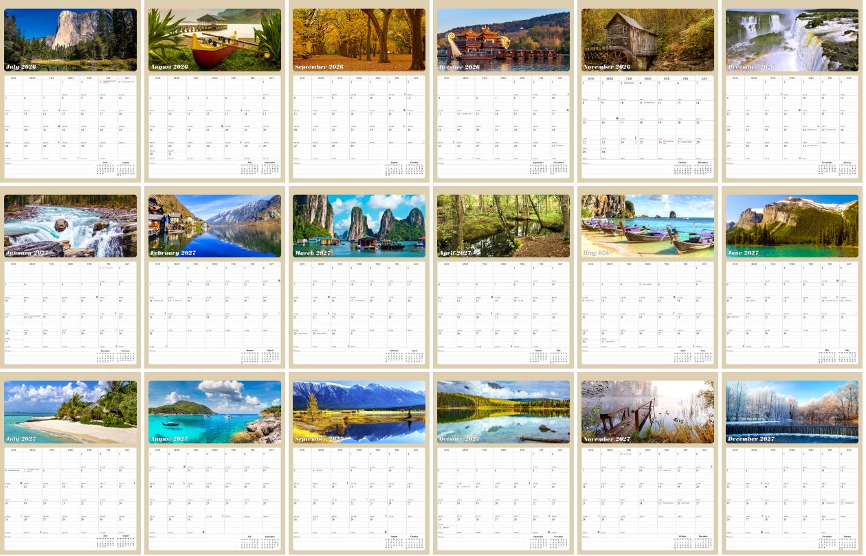 2026 - 2027 Calendar Magnetic Peel & Stick 18 Months 8.5" x 11" Outdoor